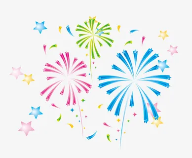 红绿蓝彩色卡通烟花星星免抠