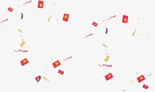 红包优惠券彩带漂浮素材免抠