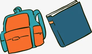 开学季卡通黄色书包免抠