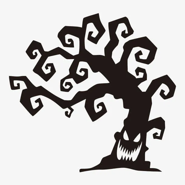 恐怖万圣节枯树矢量图免抠
