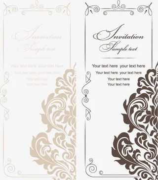 欧美风格复古花纹婚礼请柬矢量免抠