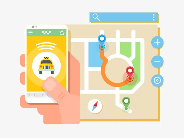 扁平化手拿手机免抠