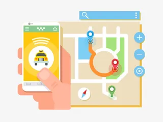 扁平化手拿手机免抠