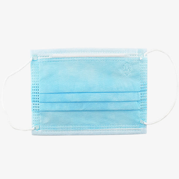 蓝色透气立体防霾一次性口罩免抠