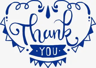 深蓝色手绘感谢卡片免抠