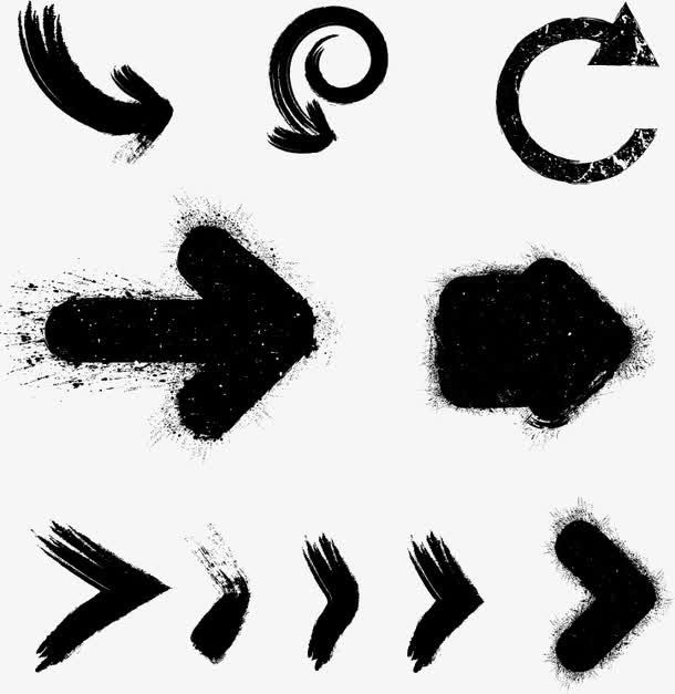 矢量黑色笔触墨迹模板免抠