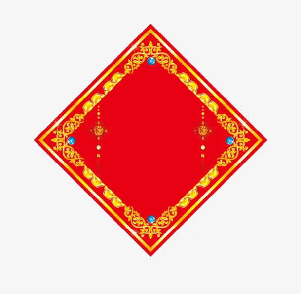 红色喜庆方块免抠