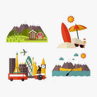 旅行度假插画矢量素材免抠