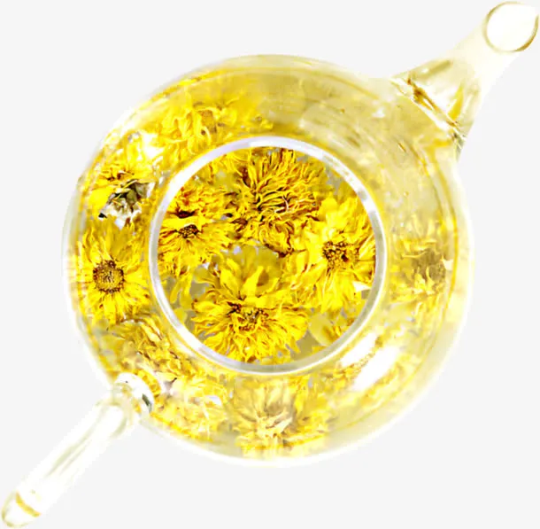 黄色新鲜菊花花茶免抠