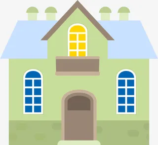 绿色冬日积雪小屋免抠