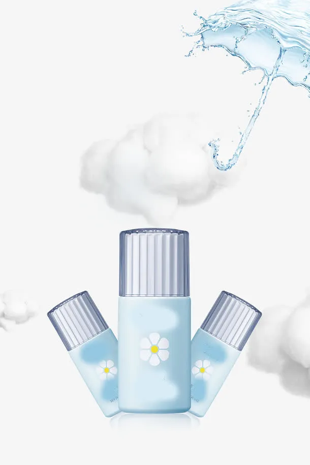 唯美清新太阳伞防晒霜广告免抠