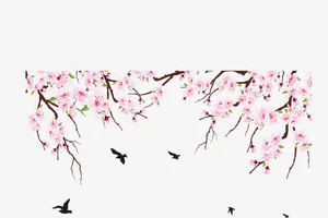 春天精美粉红樱花免抠