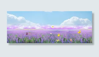 春季薰衣草背景海报免抠