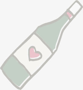 可爱手绘爱心装饰红酒瓶免抠