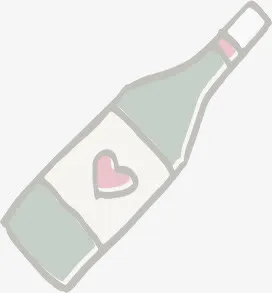 可爱手绘爱心装饰红酒瓶免抠