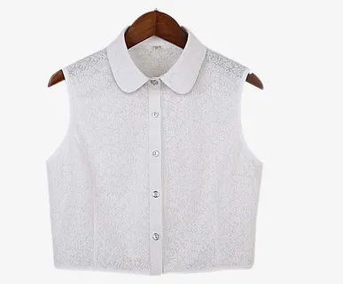 秋冬季白色刺绣花朵衬衫假领子免抠