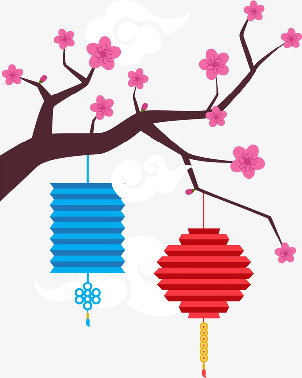 春节多彩灯笼挂饰免抠