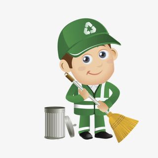 卡通戴帽子扫地环卫工人免抠
