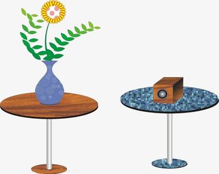 卡通桌子鲜花免抠