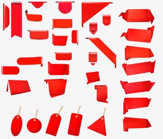 不规则红色标签免抠