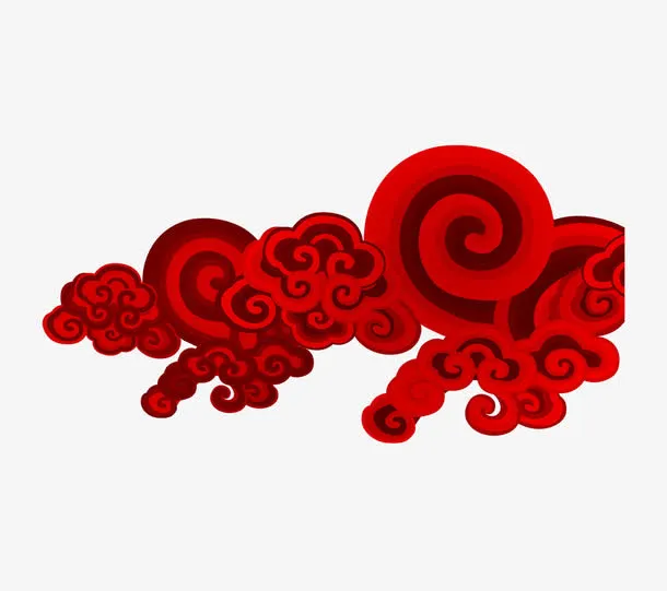 红色祥云云朵免抠