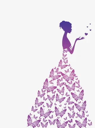 蝴蝶拼成的美女免抠