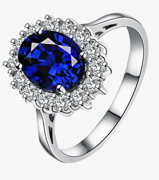 戴妃款经典坦桑石色指环免抠