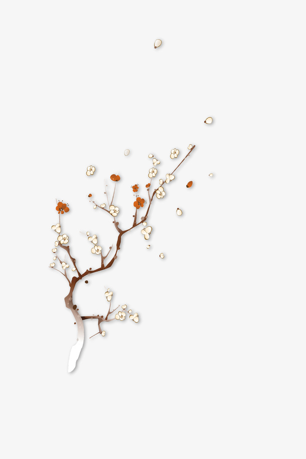中国古风花枝元素免抠