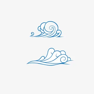 深蓝色卡通水纹免抠