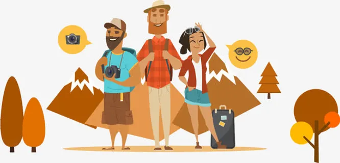 卡通背包客们免抠