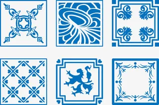 蓝色中式边框免抠