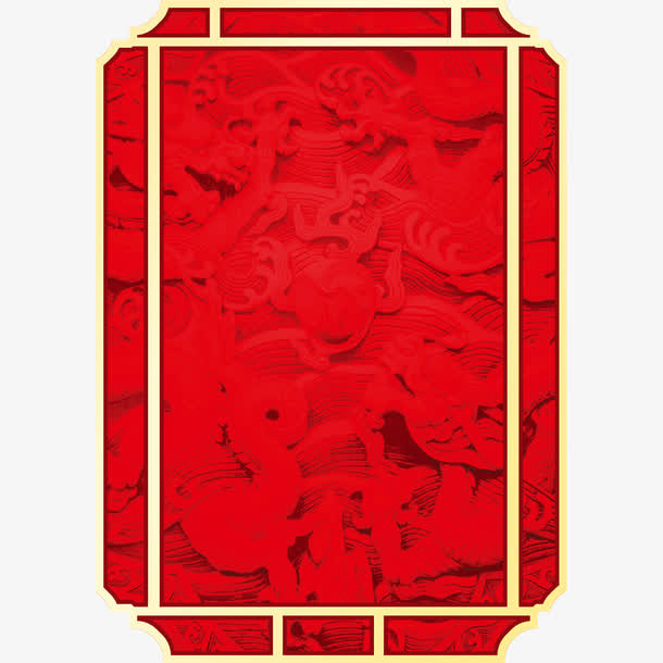 中国风红色框图免抠