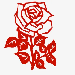 红色玫瑰花剪纸免抠