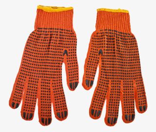 一双红色带黑色格子的塑胶手套实免抠