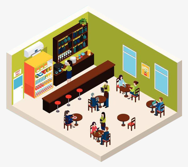 隔层里的餐饮店面免抠