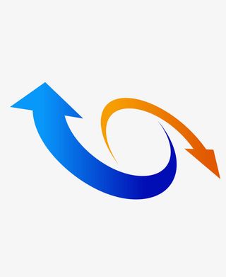 矢量两色双箭头PNG图片免抠