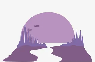 手绘紫色万圣节风景免抠