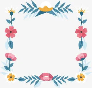 矢量图水彩花环边框免抠