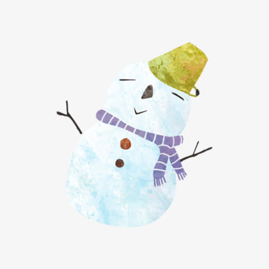 戴围巾的手绘雪人免抠