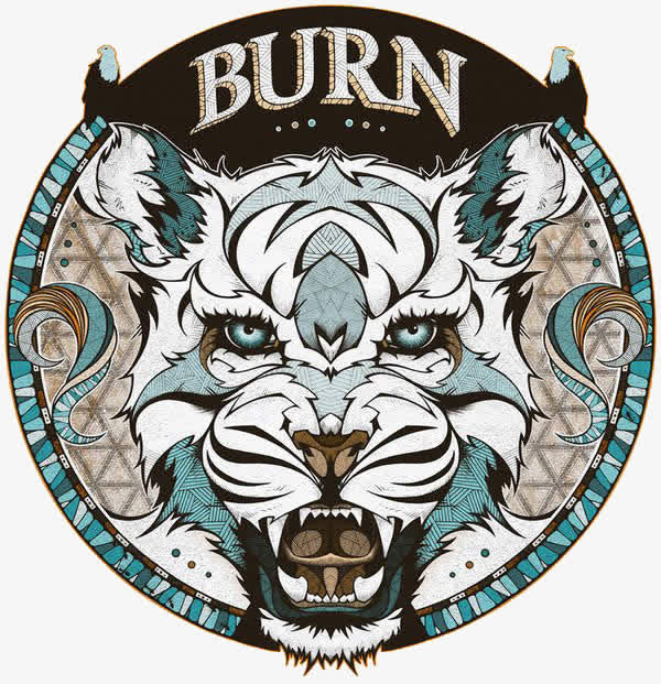 手绘白色老虎头图腾免抠