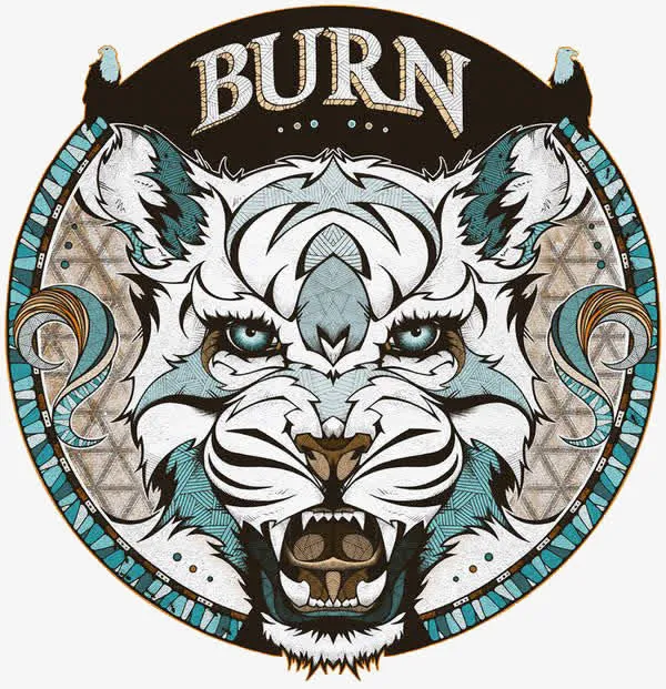 手绘白色老虎头图腾免抠