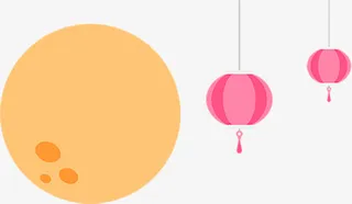 扁平化月亮和灯笼免抠