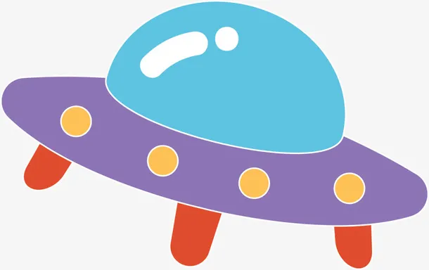 彩色卡通外星人飞碟免抠