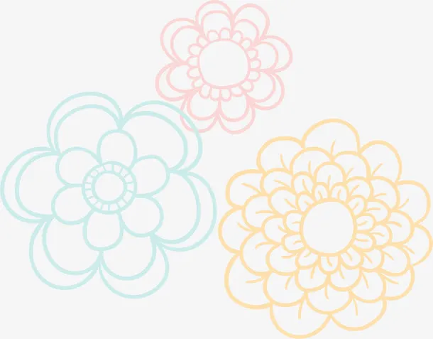 手绘多彩小花免抠