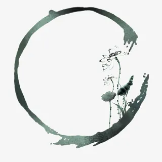 荷花荷叶水墨边框免抠