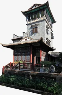 古镇古风城楼屋檐免抠