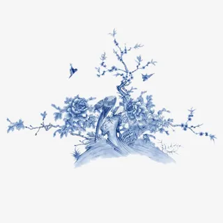 古风花朵 鸟PNG透明背景素材