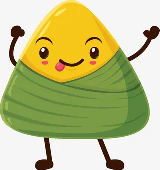 举手欢呼的绿色粽子免抠