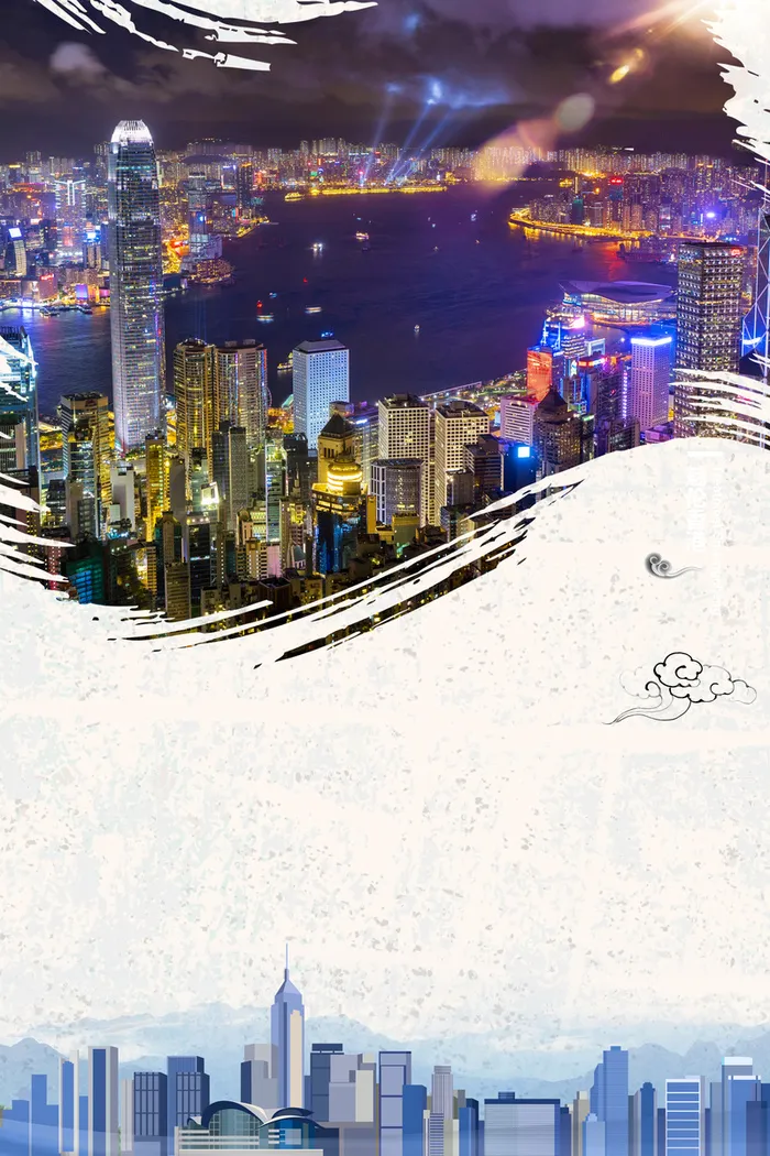 香港旅游简约海报高清
