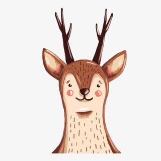 手绘卡通小鹿插画免抠